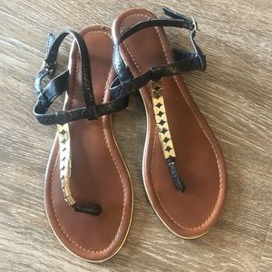 Aldo Black Sandals with gold detail Size 9